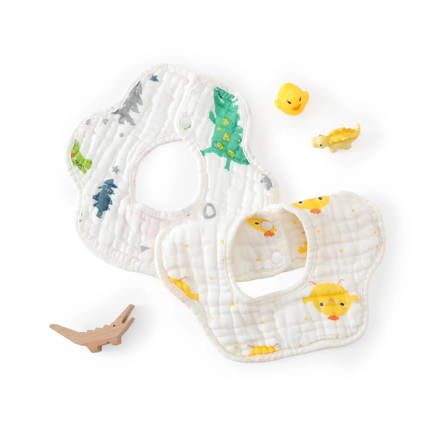 Babadores de bebê em forma de pétala de 2 camadas, babadores de bandana de algodão de 8 camadas para alimentação, baba e dentição  image 5