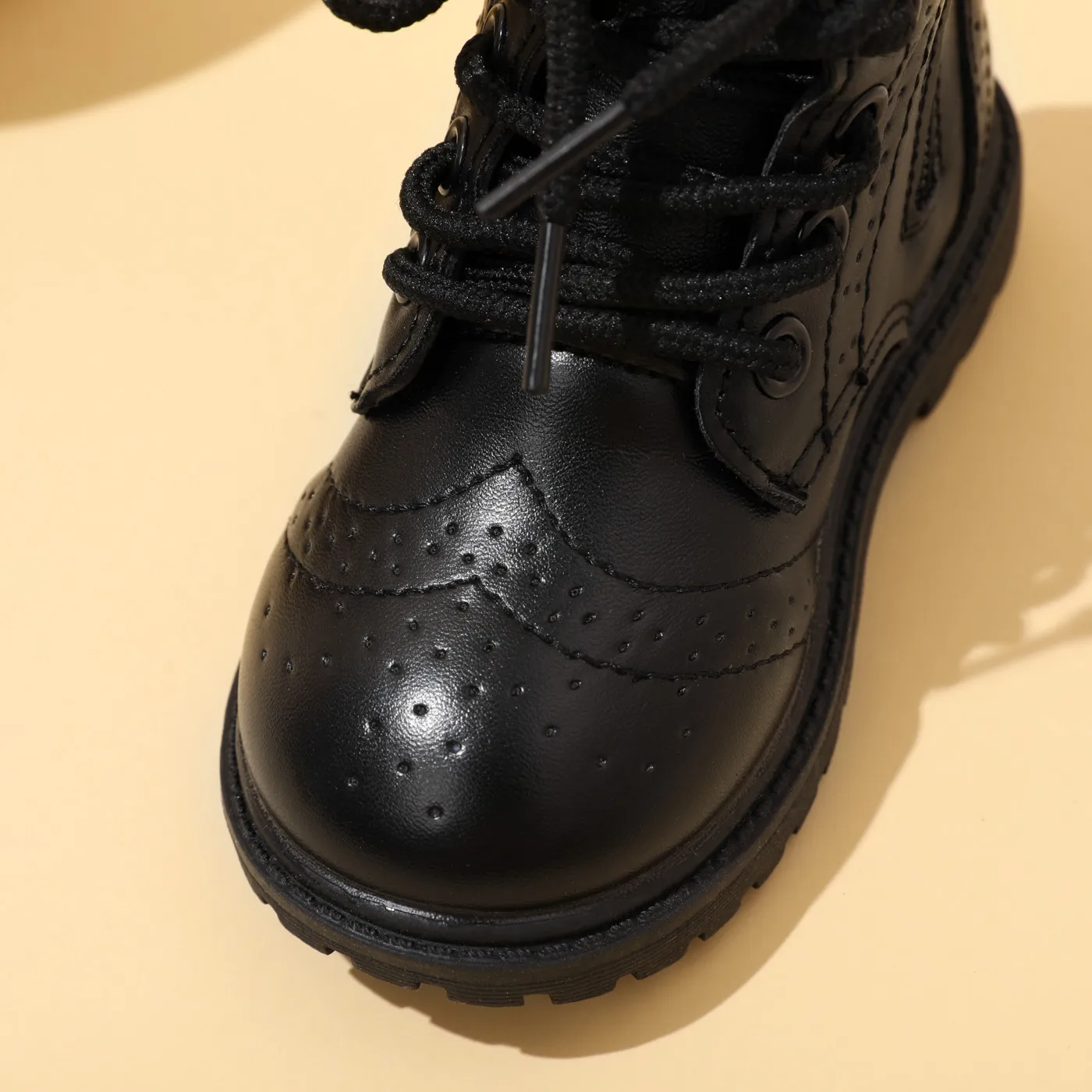 Toddler / Kid Side Zipper Lace Up Front Black Boots Black image 5