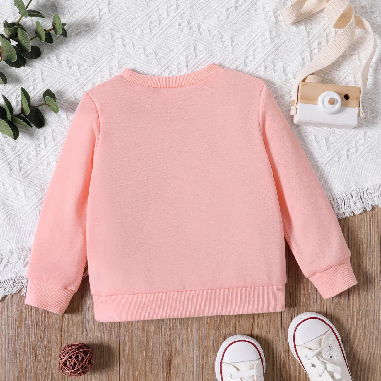 Toddler Girl/Boy Letter Print Pullover Sweatshirt Pink big image 1