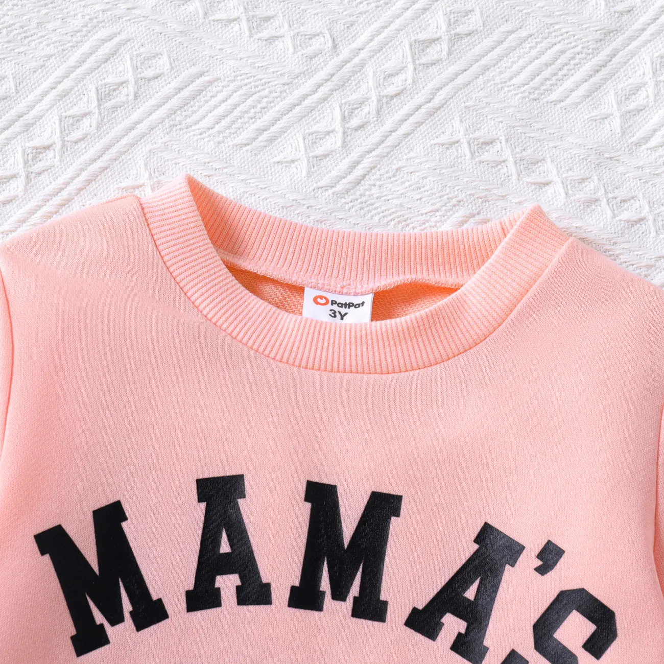 Toddler Girl/Boy Letter Print Pullover Sweatshirt Pink big image 1
