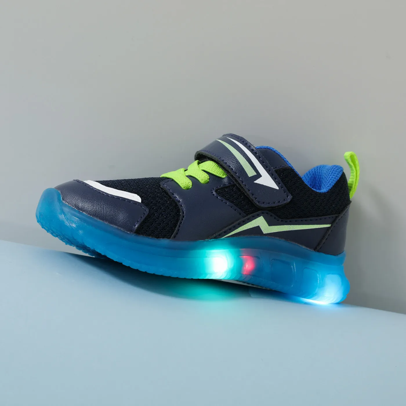 Toddler / Kid Lightning Sign Mesh Panel LED Light Up Sneakers Navy image 2