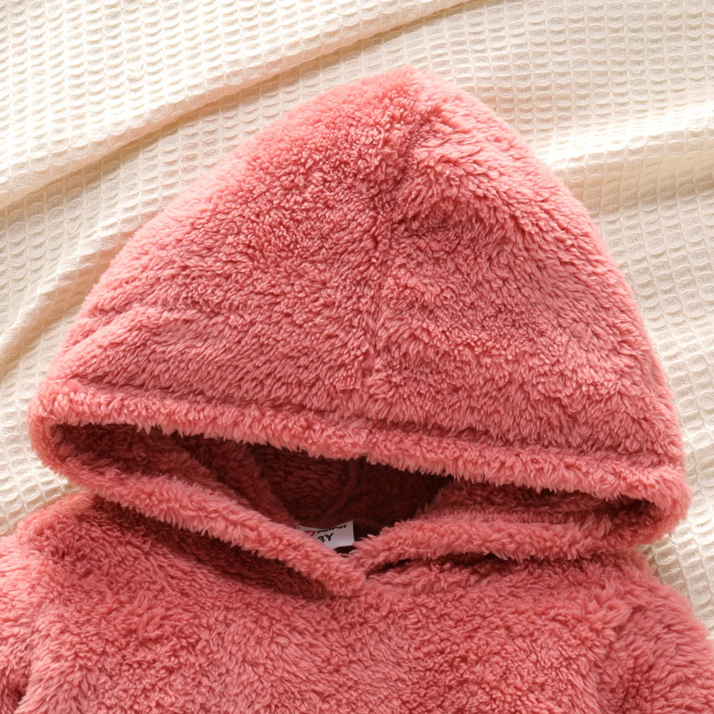 Toddler Girl Pink Fleece Hooded Sweatshirt Dress Dark Pink image 5