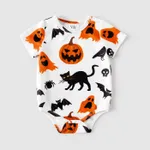Halloween Family Matching 95% Cotton Short-sleeve Graphic T-shirts Allover Print Drawstring Ruched Bodycon Dresses Sets  image 2