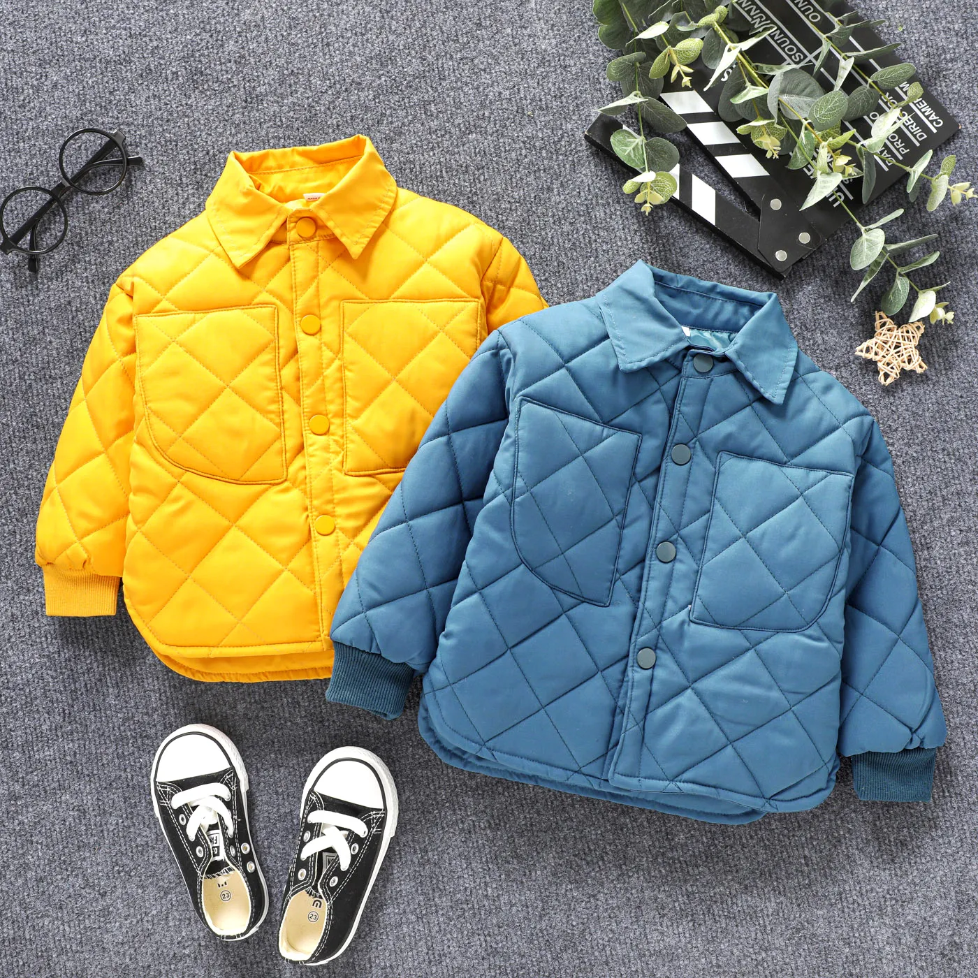 Toddler Boy Lapel Collar Button Design Solid Color Coat Navy image 6