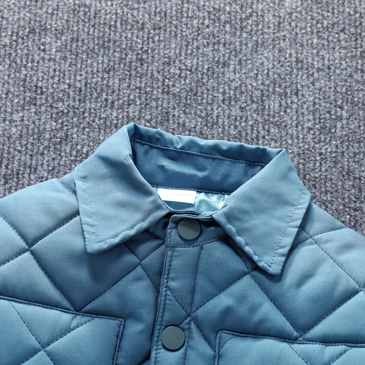 Toddler Boy Lapel Collar Button Design Solid Color Coat Navy image 3