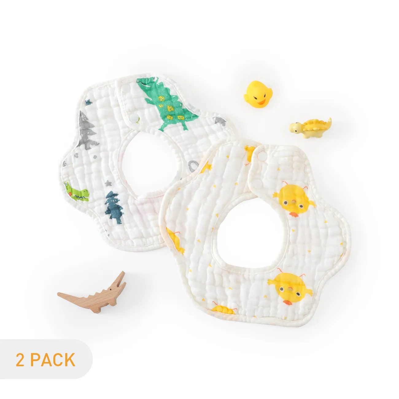 Babadores de bebê em forma de pétala de 2 camadas, babadores de bandana de algodão de 8 camadas para alimentação, baba e dentição  big image 1
