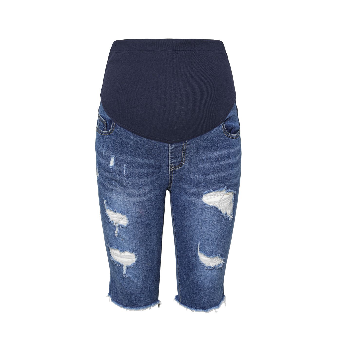 

Maternity Ripped Knee Length Jeans