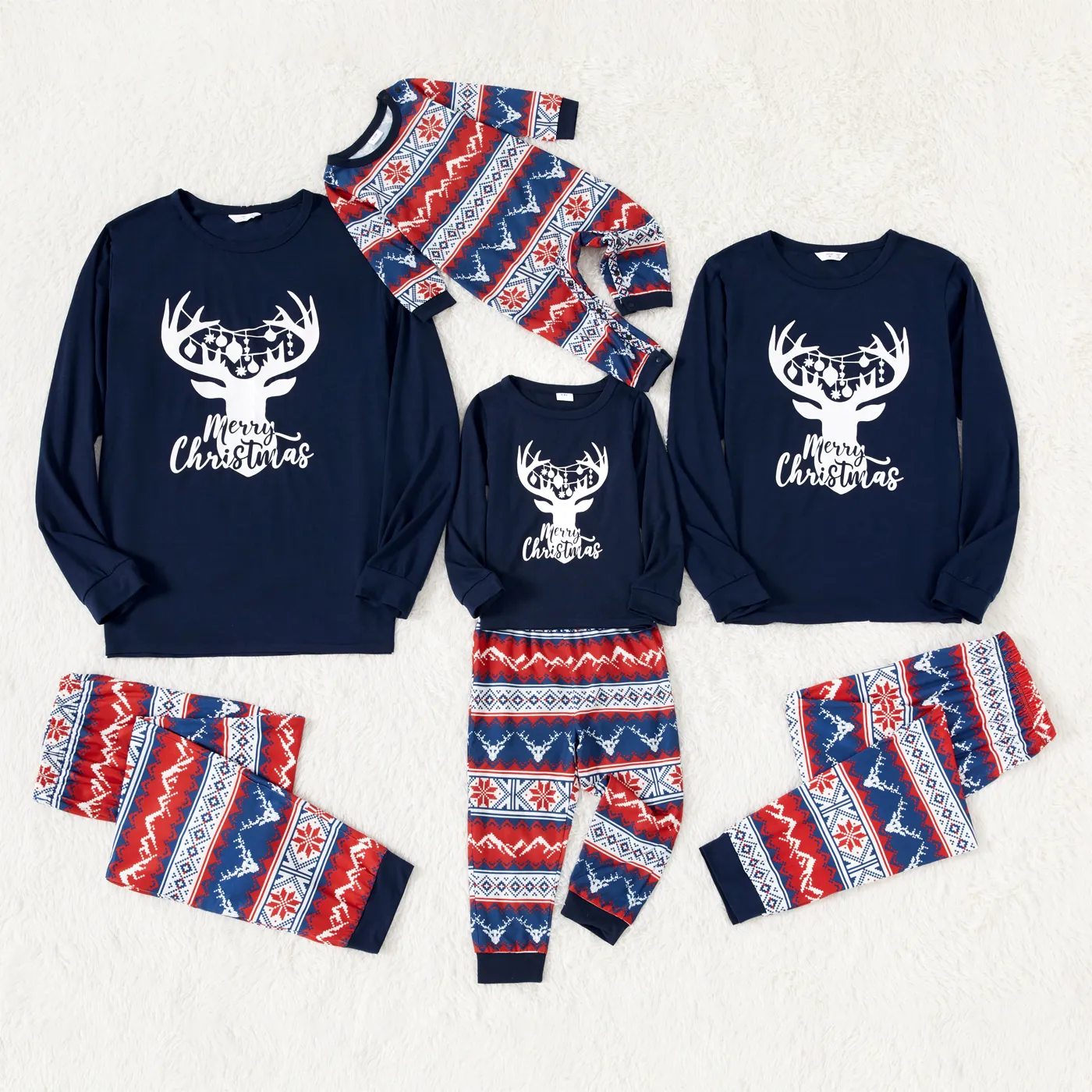 

Christmas Deer & Letter Print Family Matching Long-sleeve Pajamas Sets (Flame Resistant)