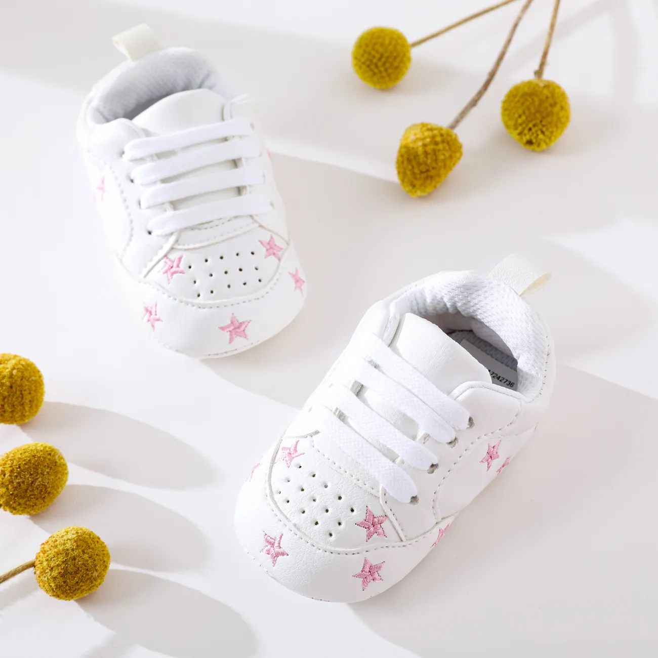 Baby / Toddler Valentine Pretty Stars Embroidery Solid Prewalker Shoes (Various colors)  big image 1