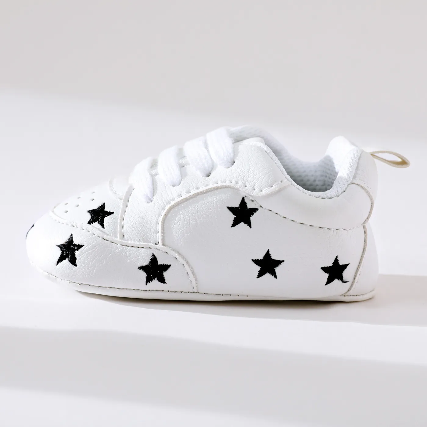 Baby / Toddler Valentine Pretty Stars Embroidery Solid Prewalker Shoes (Various colors) Black image 4