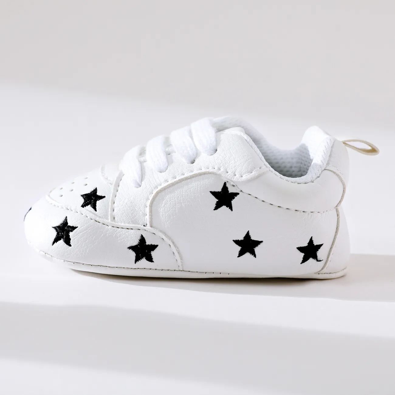 Baby / Toddler Valentine Pretty Stars Embroidery Solid Prewalker Shoes (Various colors) Black big image 1