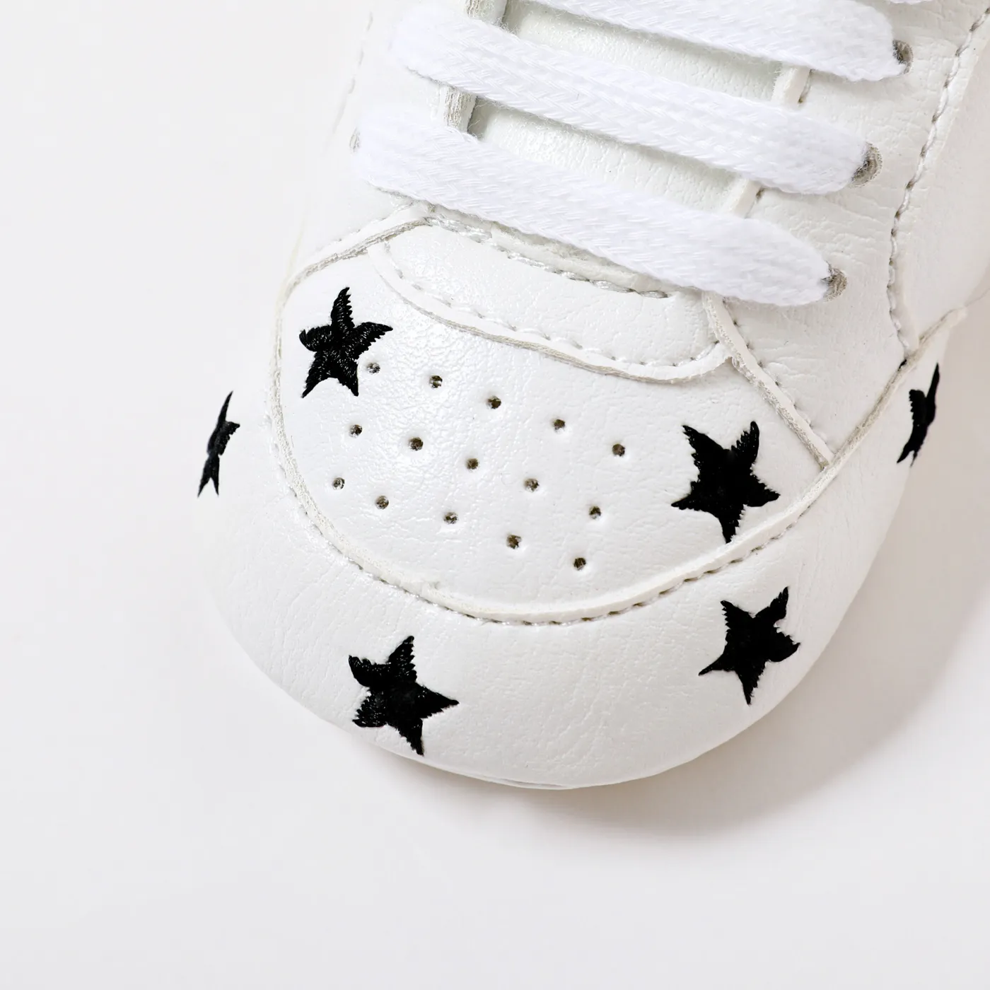 Baby / Toddler Valentine Pretty Stars Embroidery Solid Prewalker Shoes (Various colors) Black image 5