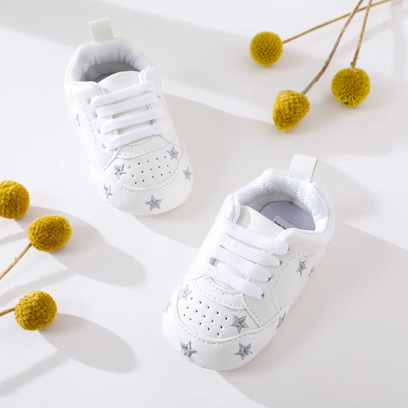 Baby / Toddler Valentine Pretty Stars Embroidery Solid Prewalker Shoes (Various colors) Silver