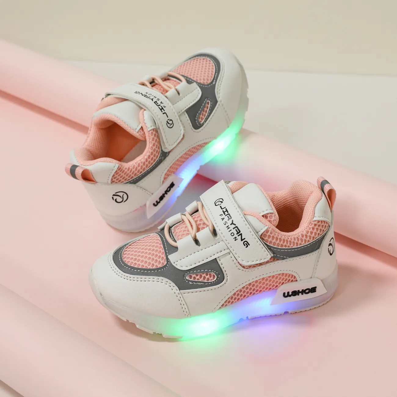 Toddler Pink Mesh Panel LED Sneakers Light Pink big image 1