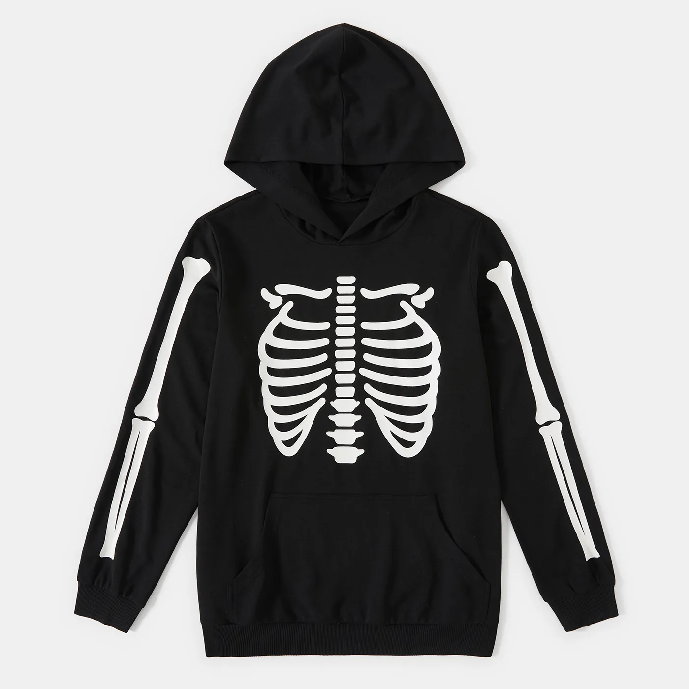 Halloween Glow In The Dark Skeleton Print Black Family Matching Long-sleeve Hoodies  big image 12