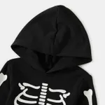 Halloween Glow In The Dark Skeleton Print Black Family Matching Long-sleeve Hoodies  image 4