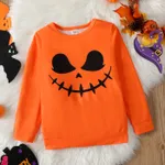 Kid Boy Halloween Graphic Print Pullover Sweatshirt Orange