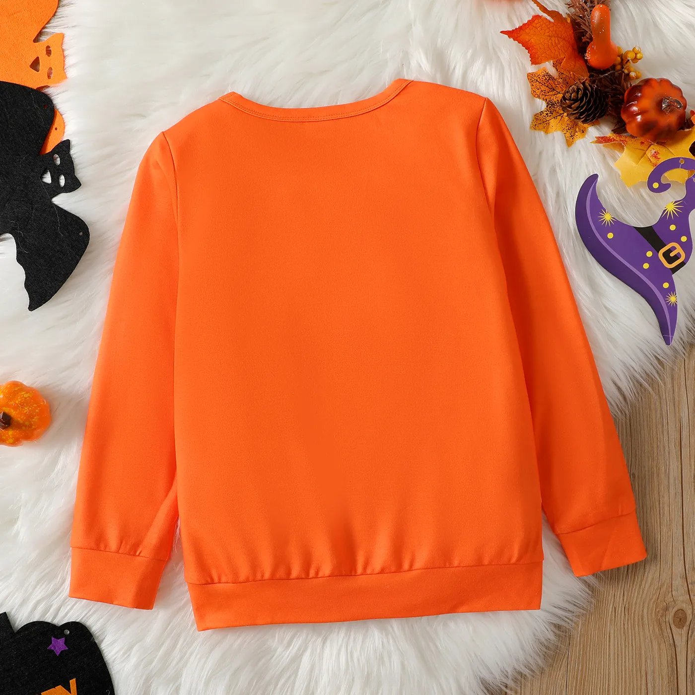 Kid Boy Halloween Graphic Print Pullover Sweatshirt Orange image 3