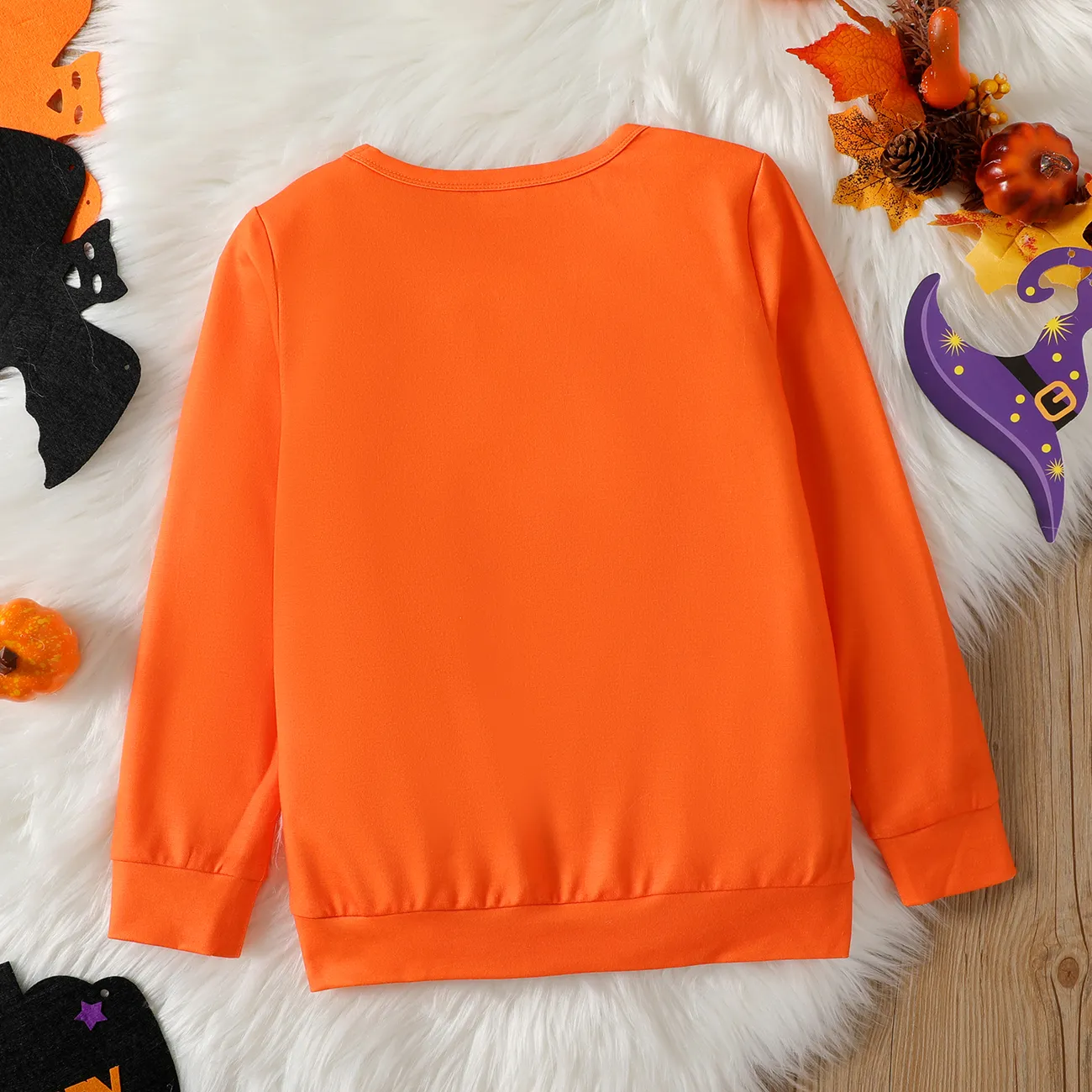 Kid Boy Halloween Graphic Print Pullover Sweatshirt Orange big image 1