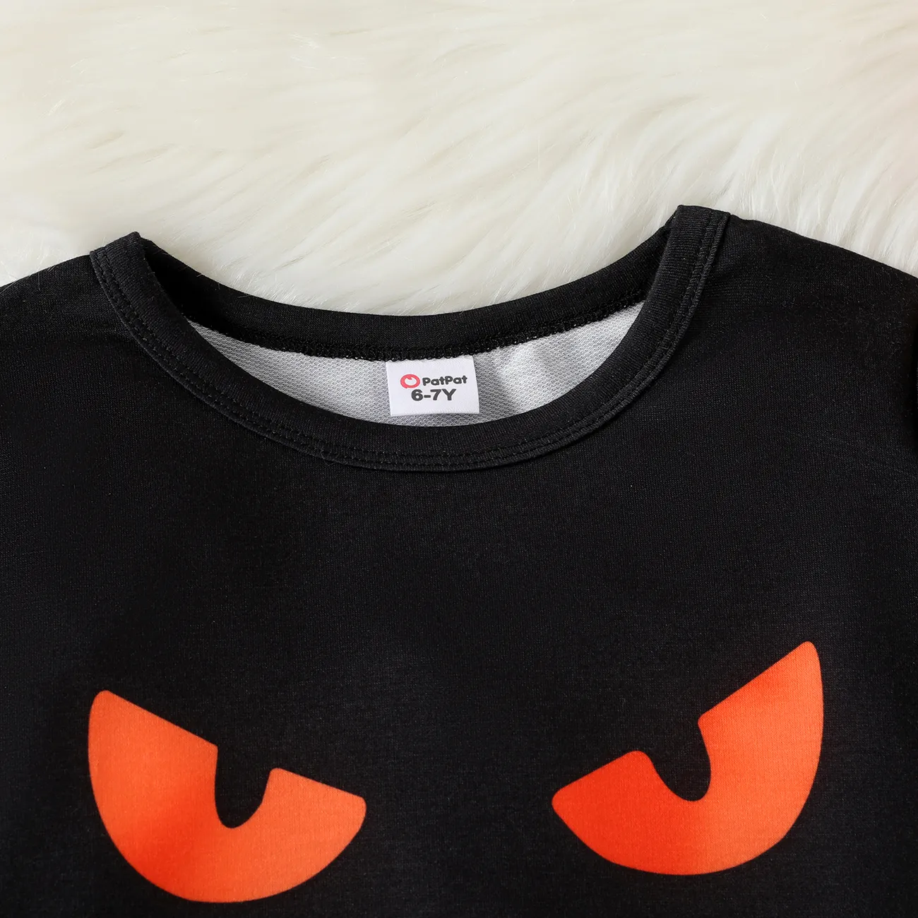 Halloween Kinder Unisex Halloween-Muster Langärmelig T-Shirts schwarz big image 1