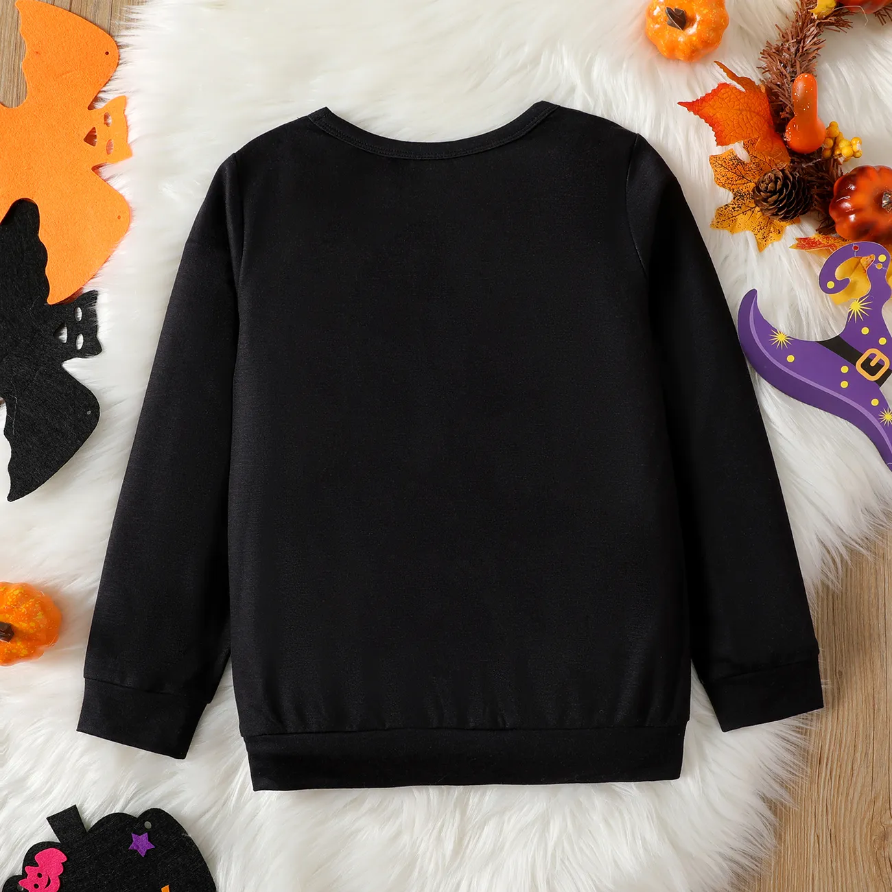 Kid Boy Halloween Graphic Print Pullover Sweatshirt Black big image 1