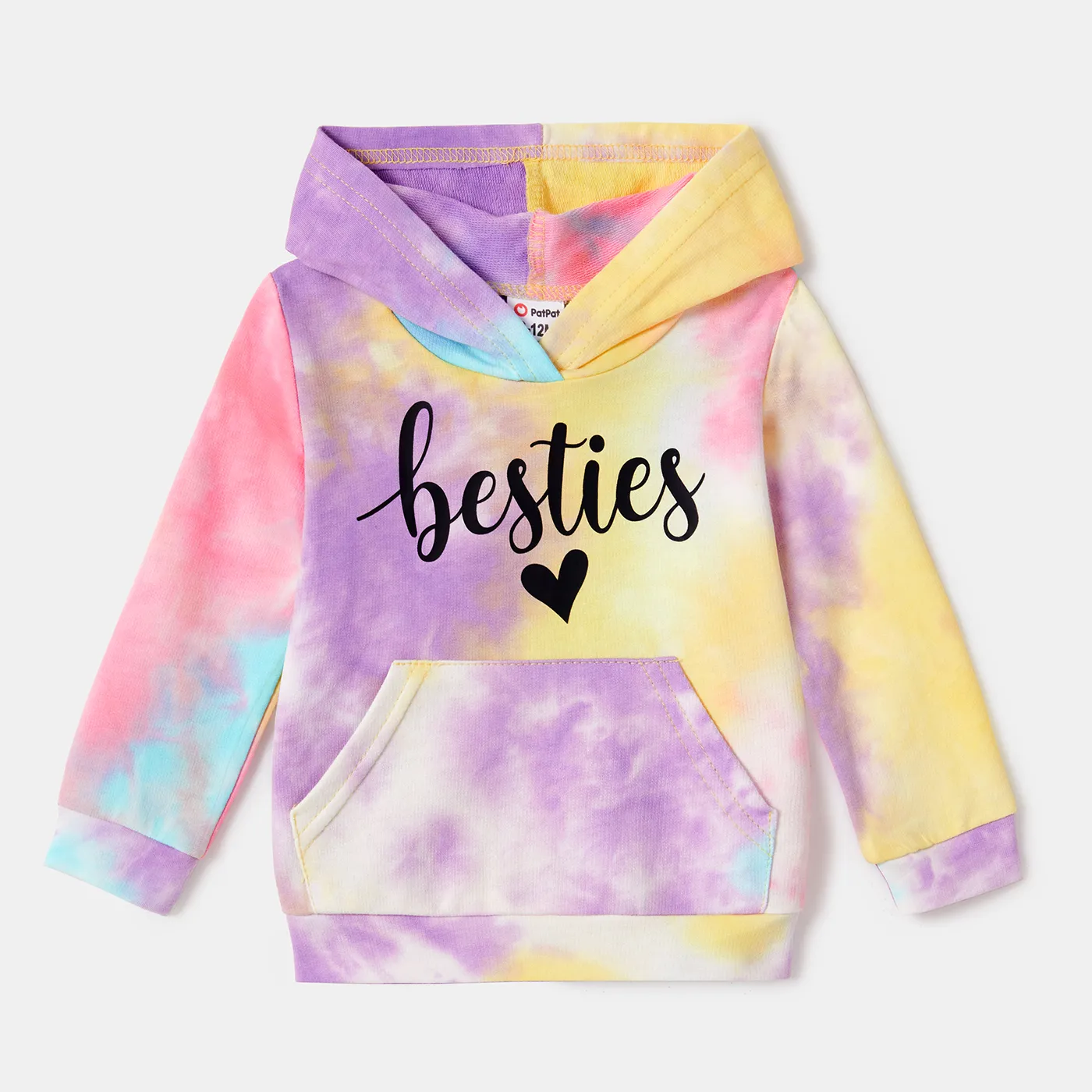 100% Cotton Letter Print Colorful Tie Dye Long-sleeve Hoodies for Mom and Me  image 3