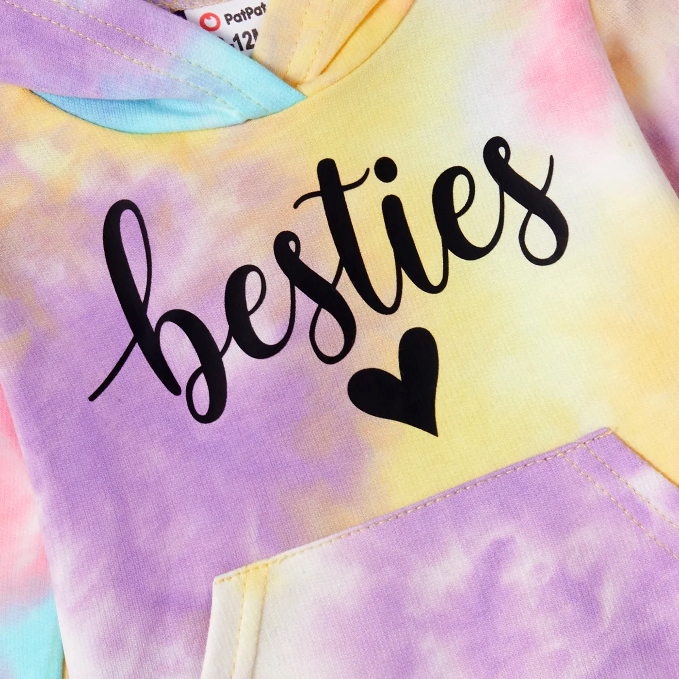 100% Cotton Letter Print Colorful Tie Dye Long-sleeve Hoodies for Mom and Me  image 4