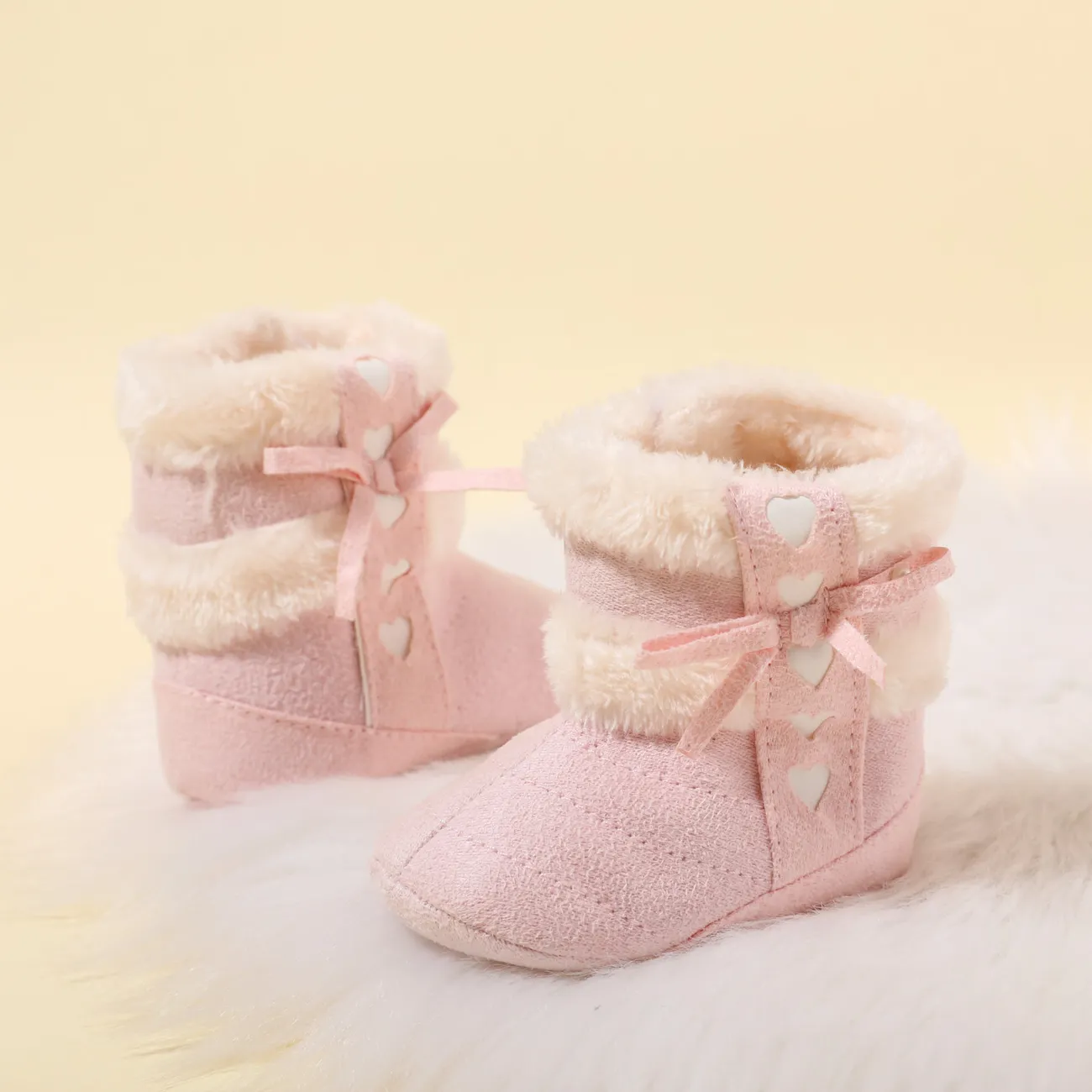 Baby / Toddler Pompom Decor Fleece-lining Prewalker Shoes Light Pink big image 1