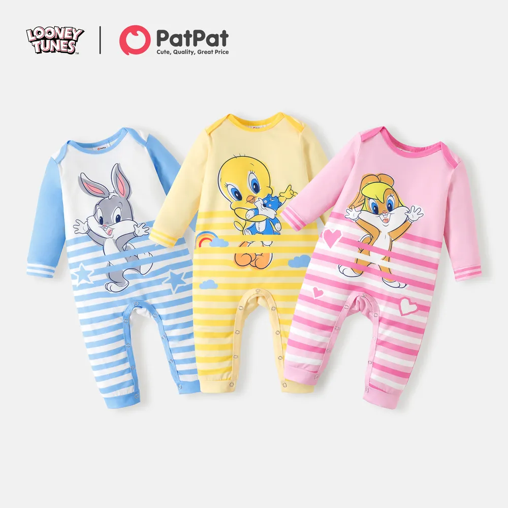 Looney Tunes Baby Boy/Girl Long-sleeve Graphic Striped Jumpsuit big image 6
