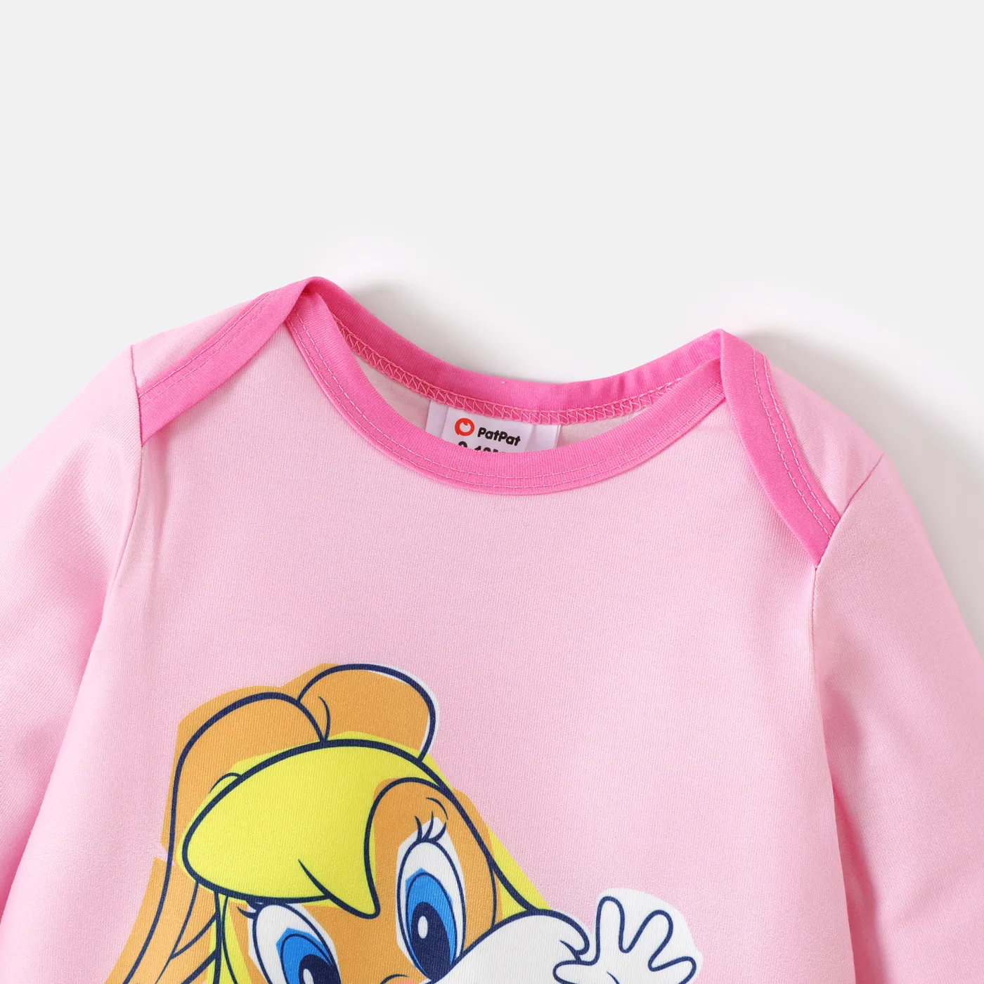 Looney Tunes Baby Boy/Girl Long-sleeve Graphic Striped Jumpsuit Pink image 2