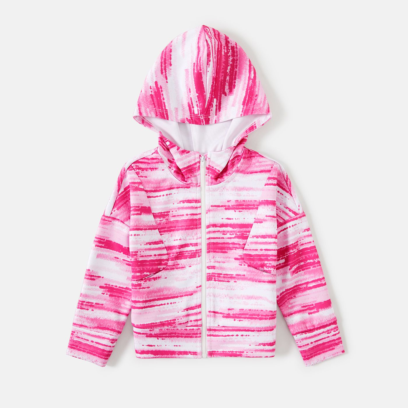 

Toddler Girl Tie Dyed Zipper Design Hooded Jacket