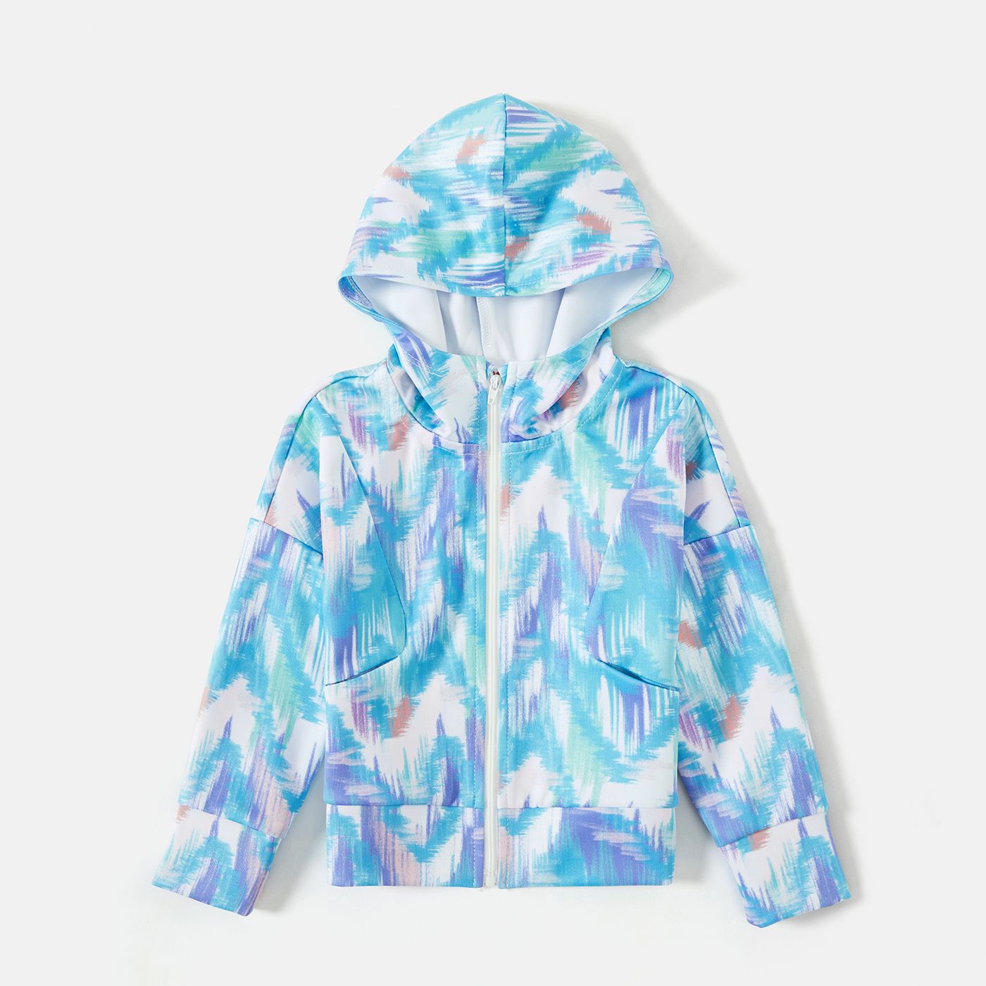 

Toddler Girl Tie Dyed Zipper Design Hooded Jacket