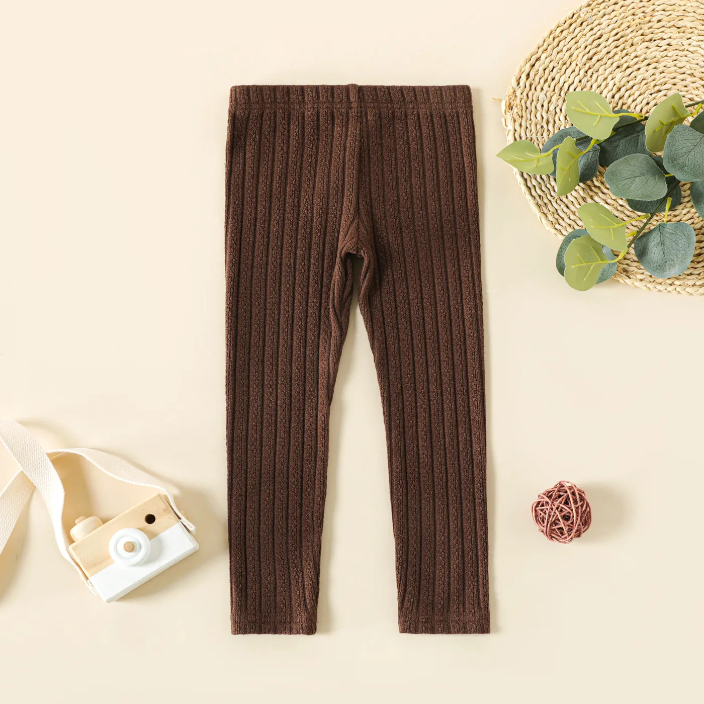 Toddler Girl Basic Solid Color Textured Jacquard Leggings  image 2
