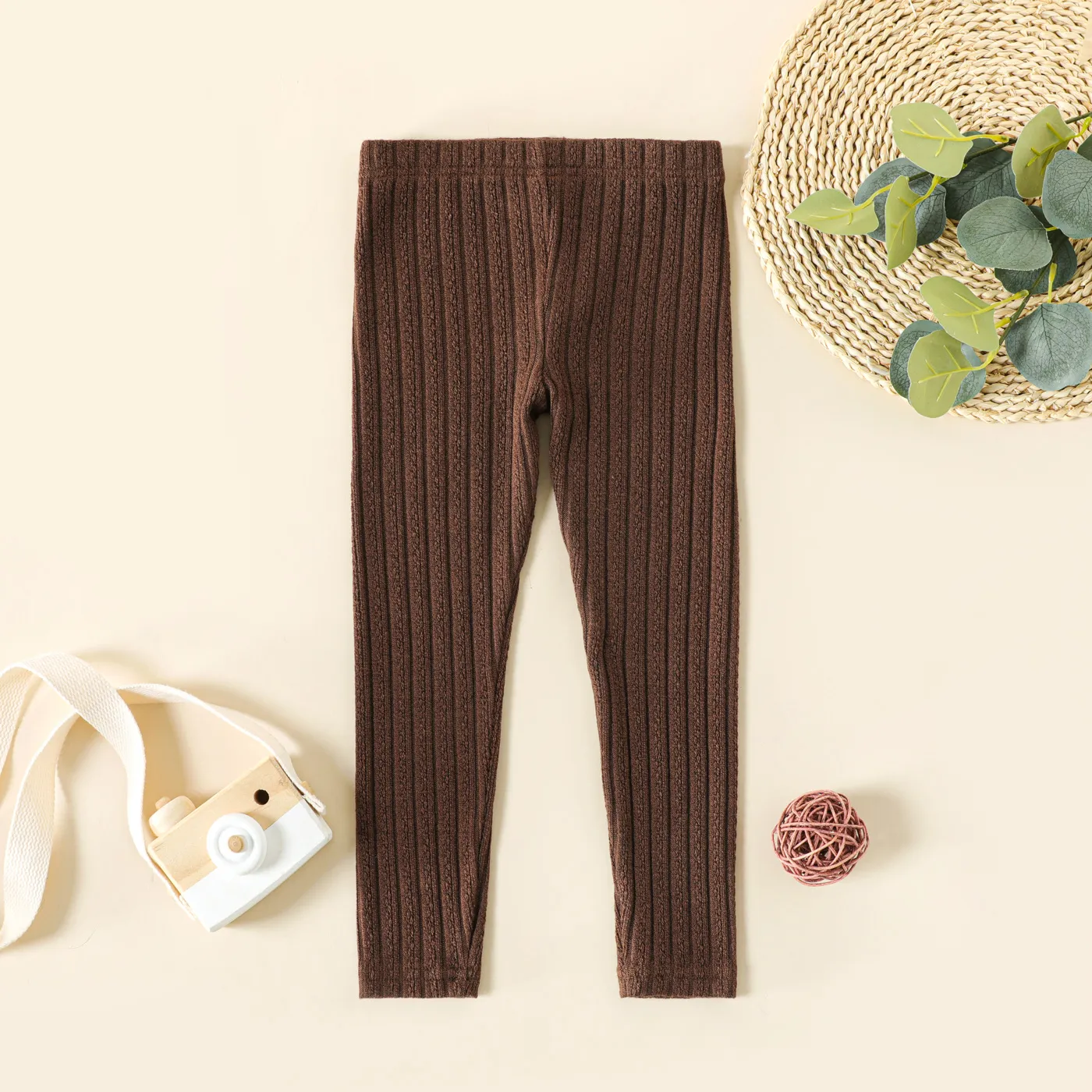 Toddler Girl Basic Solid Color Textured Jacquard Leggings  big image 1