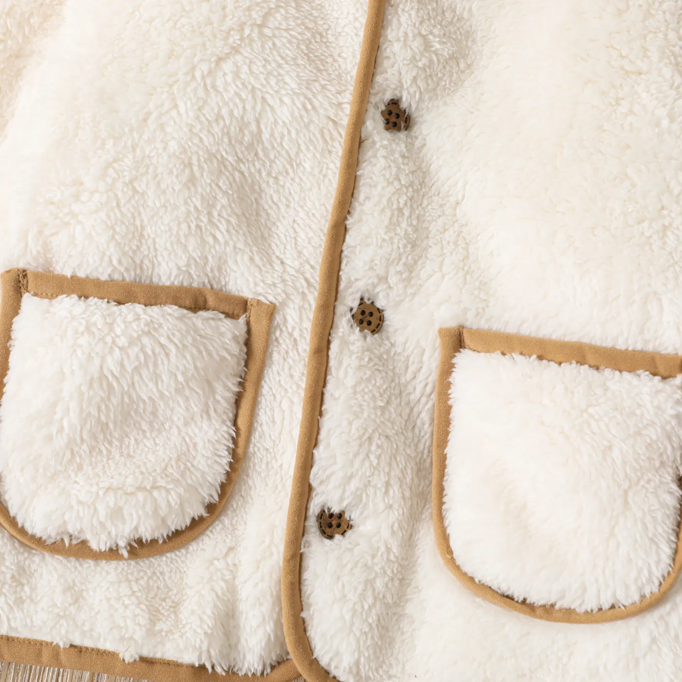 Toddler Boy Plaid Splice Ear Design Fleece Coat  image 4