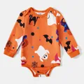 Halloween Allover Ghost Print Orange Long-sleeve Sweatshirts for Mom and Me  image 1