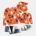 Halloween Allover Ghost Print Orange Long-sleeve Sweatshirts for Mom and Me  image 2