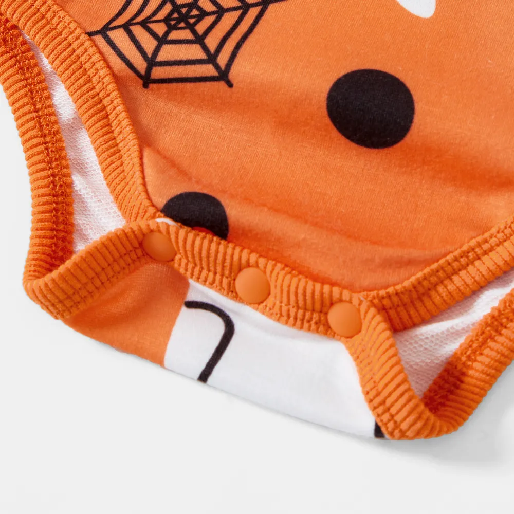 Halloween Allover Ghost Print Orange Long-sleeve Sweatshirts for Mom and Me big image 6