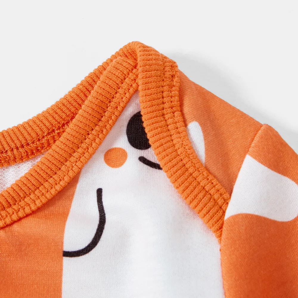 Halloween Allover Ghost Print Orange Long-sleeve Sweatshirts for Mom and Me  big image 5