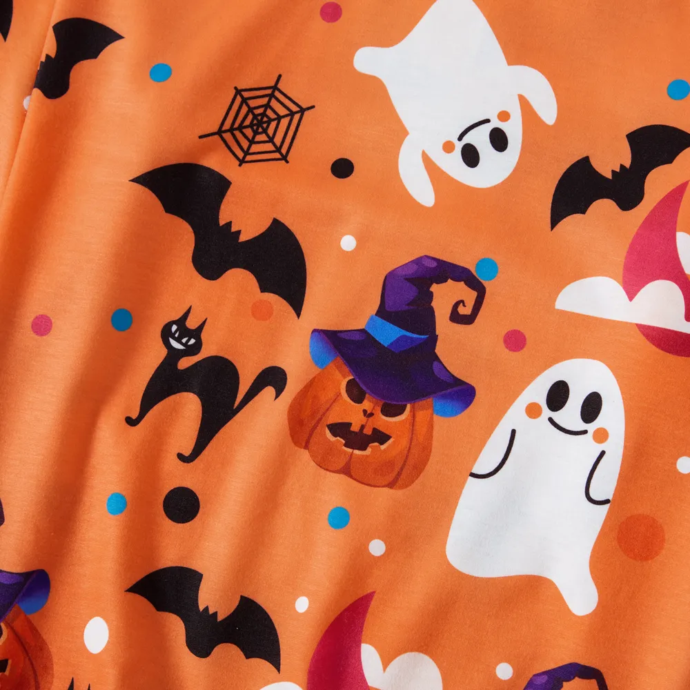 Halloween Allover Ghost Print Orange Long-sleeve Sweatshirts for Mom and Me big image 7