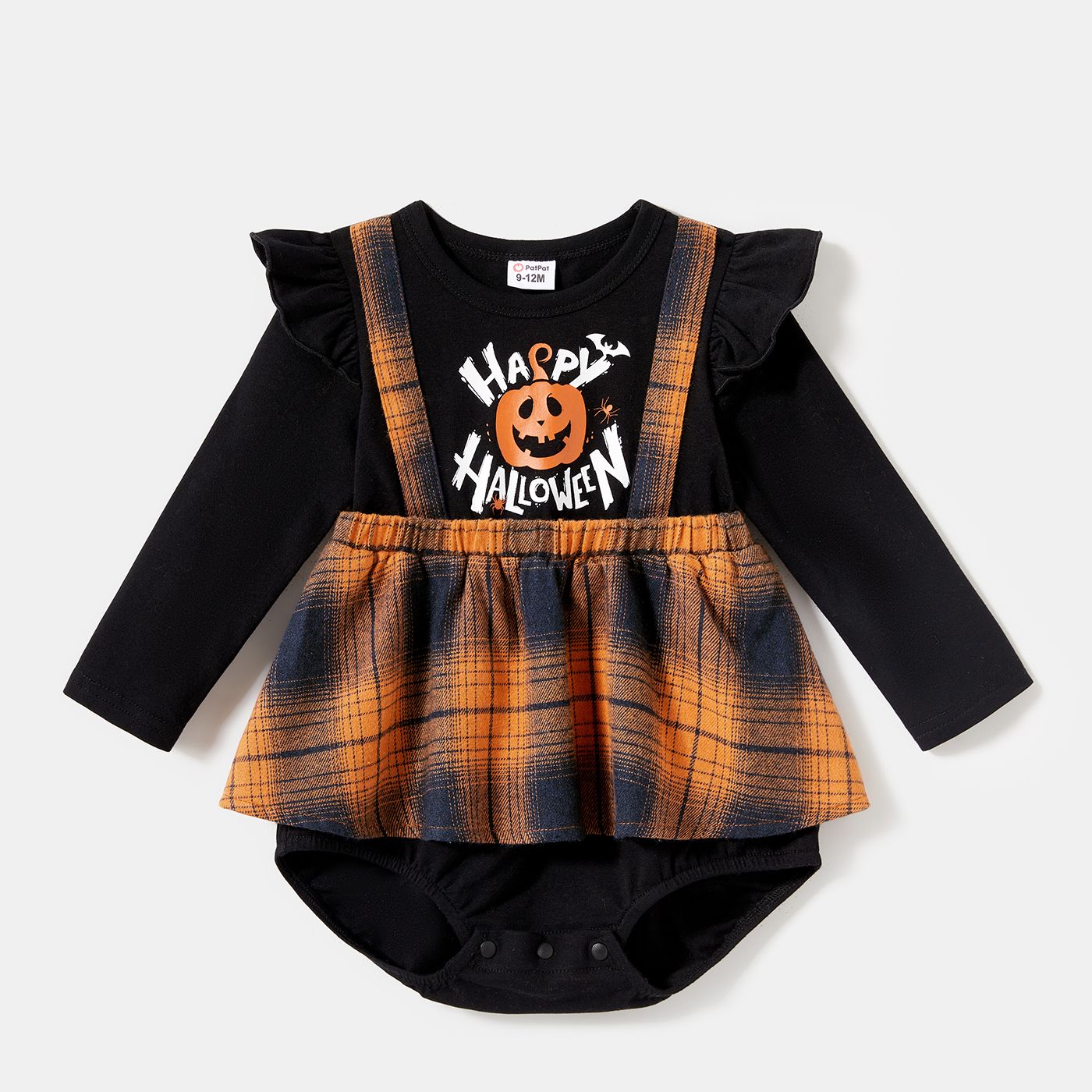 

Halloween Family Matching 95% Cotton Long-sleeve Button Front Plaid Shirt Dresses and Graphic T-shirts Sets