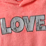 2pcs Kid Girl Letter Sequined Embroidered Fleece Hoodie Sweatshirt and Heart Print Leggings Set  image 4