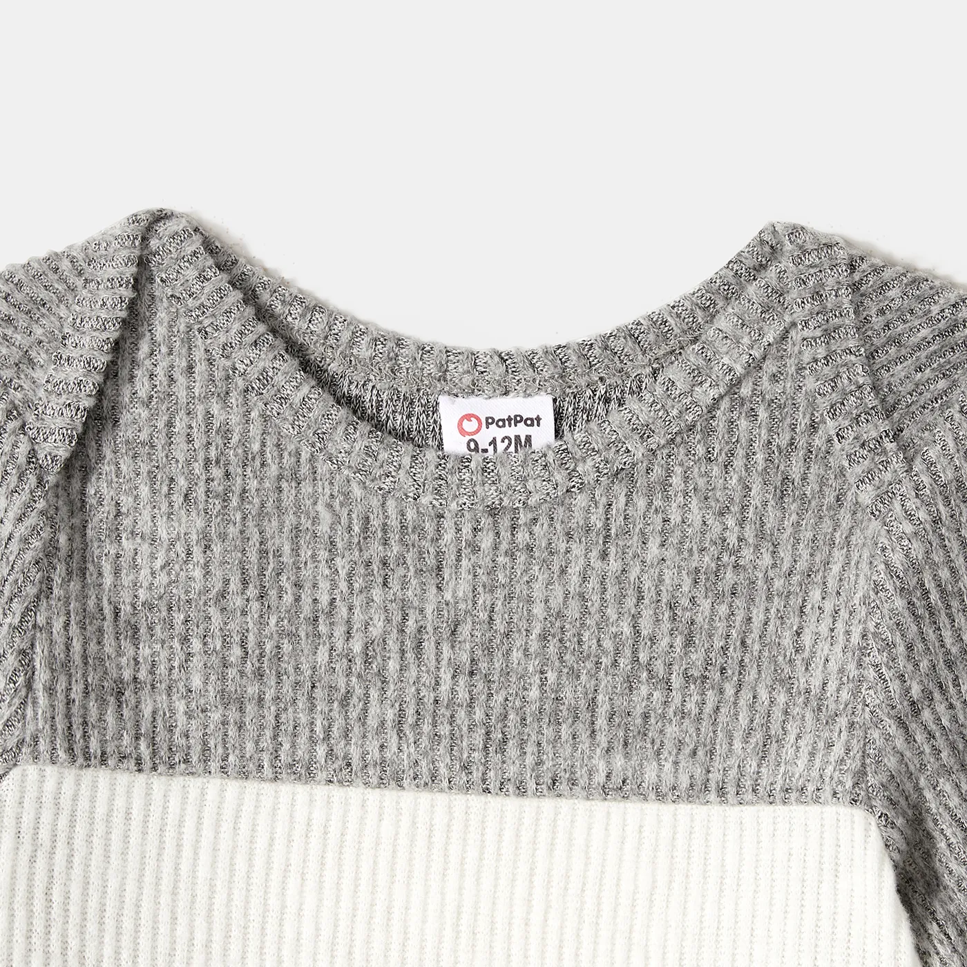 Family Matching Long-sleeve Colorblock Rib Knit Belted Dresses and Pullover Sets ColorBlock image 5