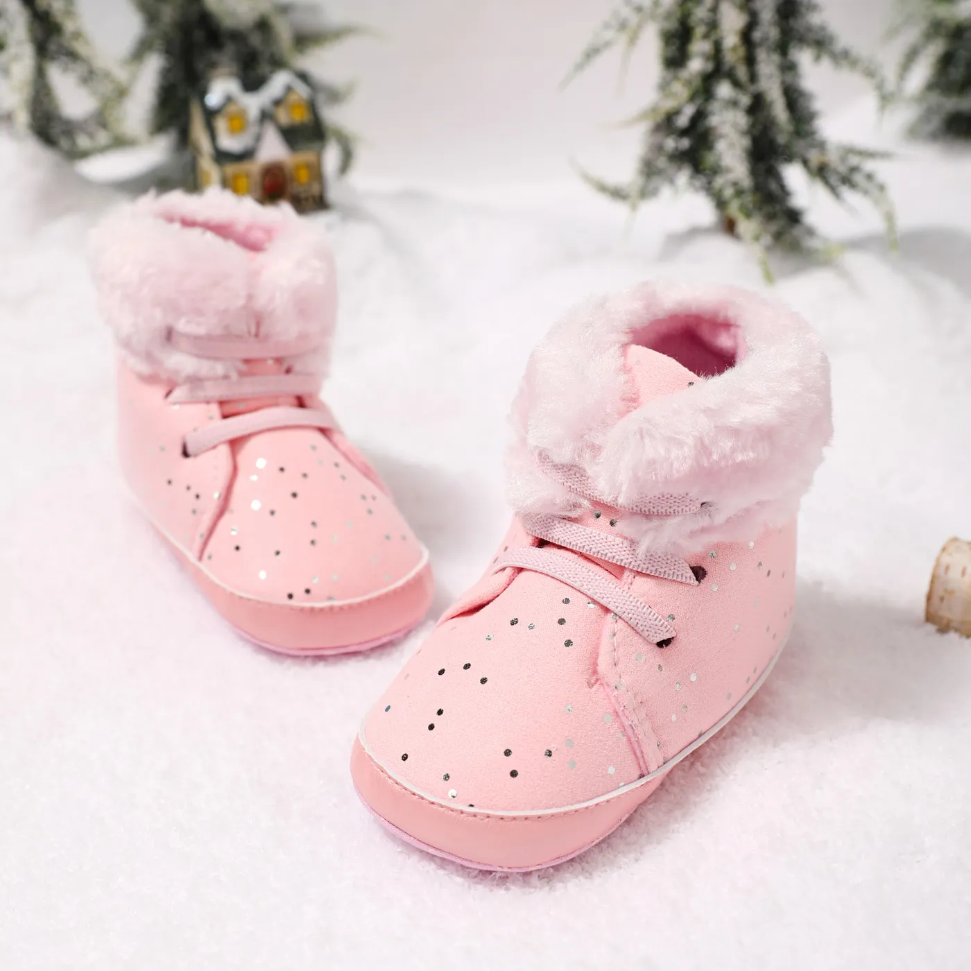 Baby / Toddler Pink Fleece-lining Prewalker Shoes