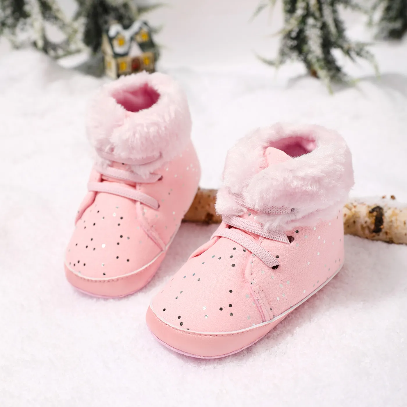 Baby / Toddler Pink Fleece-lining Prewalker Shoes