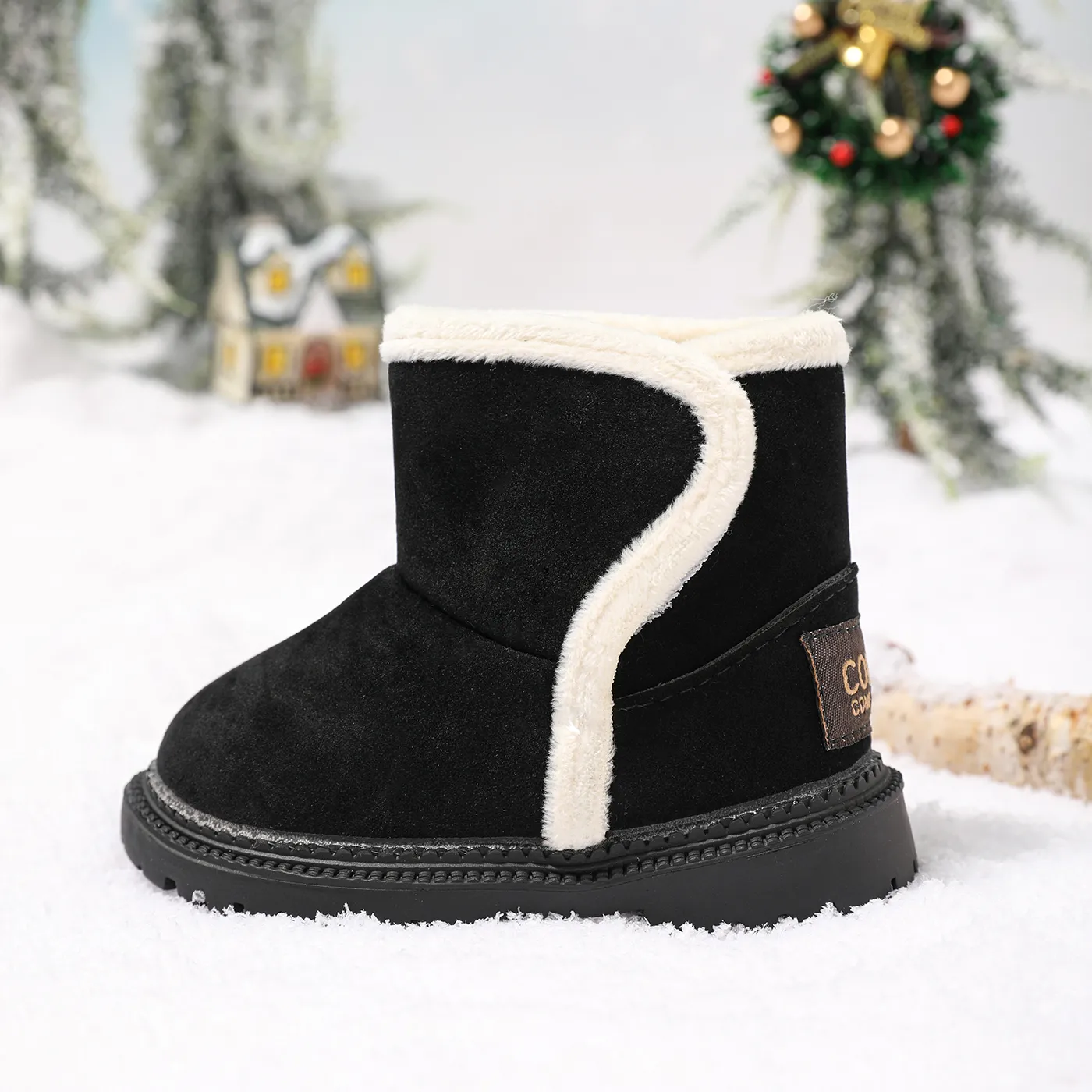 Toddler Black Minimalist Fleece-lining Boots Black image 3
