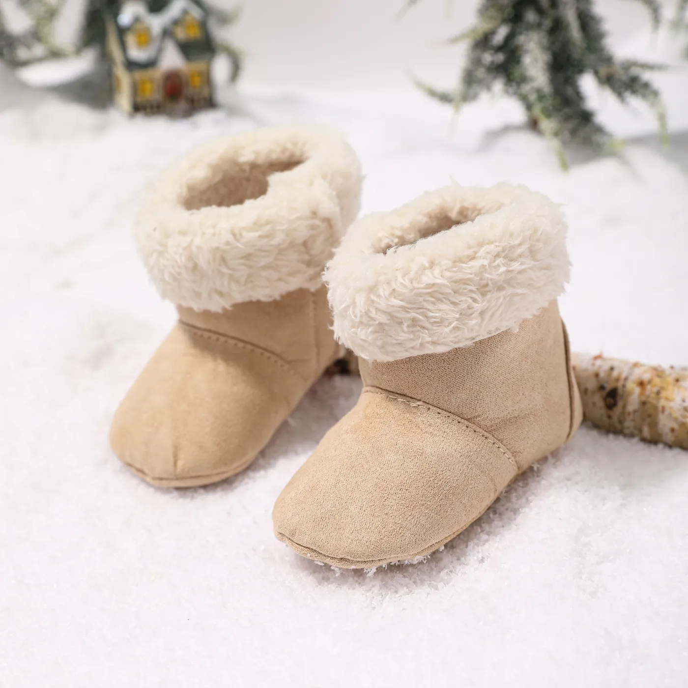 Baby / Toddler Solid Color Slip-on Fleece-lining Prewalker Shoes