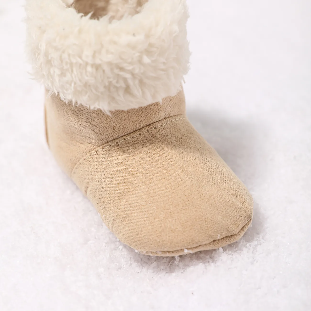 Baby / Toddler Solid Color Slip-on Fleece-lining Prewalker Shoes Apricot big image 1