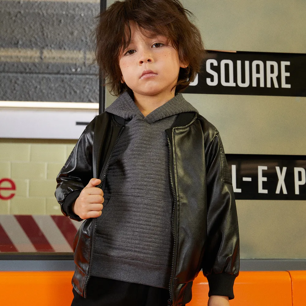 Toddler Boy/Girl Solid Color Textured Hoodie Sweatshirt big image 8