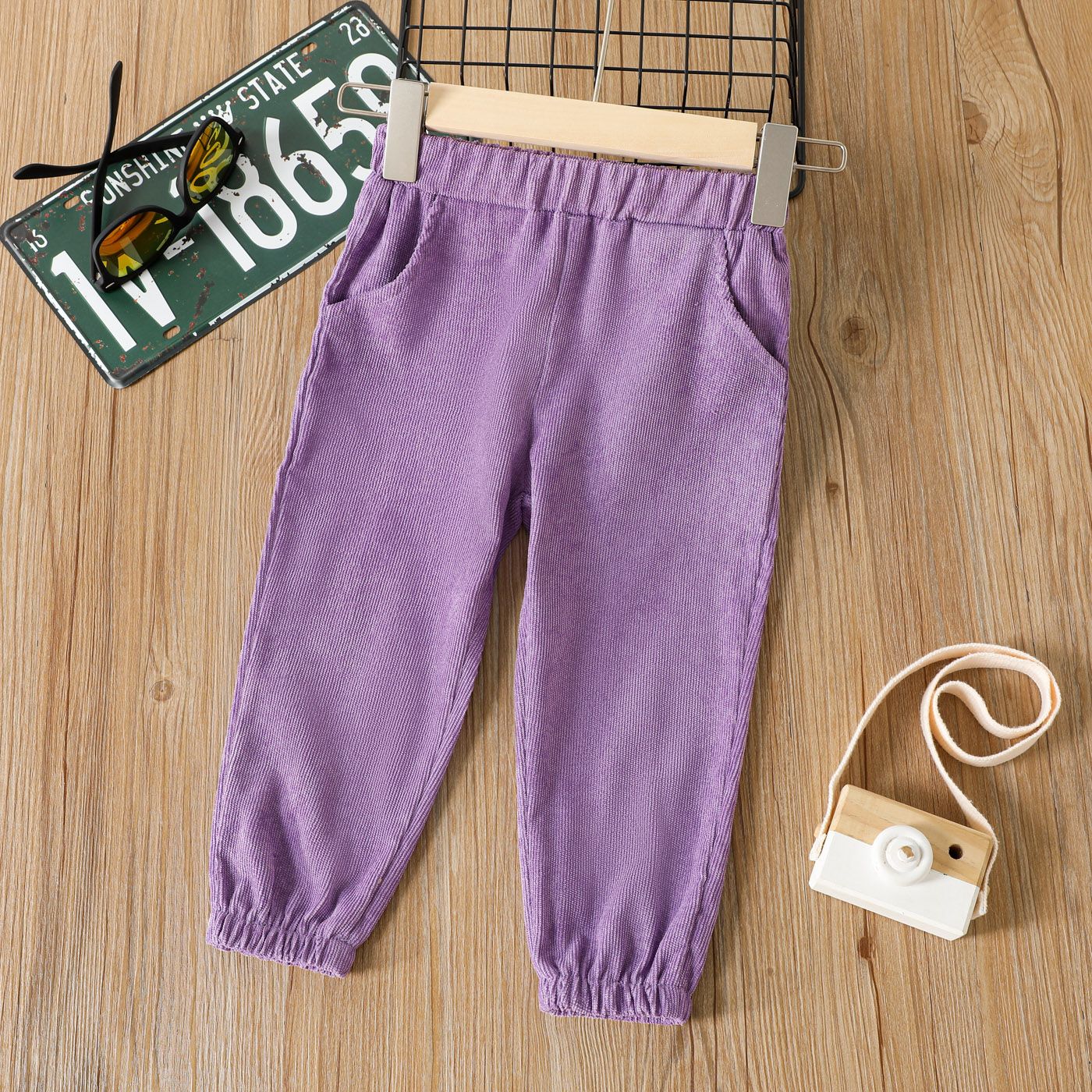

Toddler Girl Solid Color Elasticized Corduroy Pants